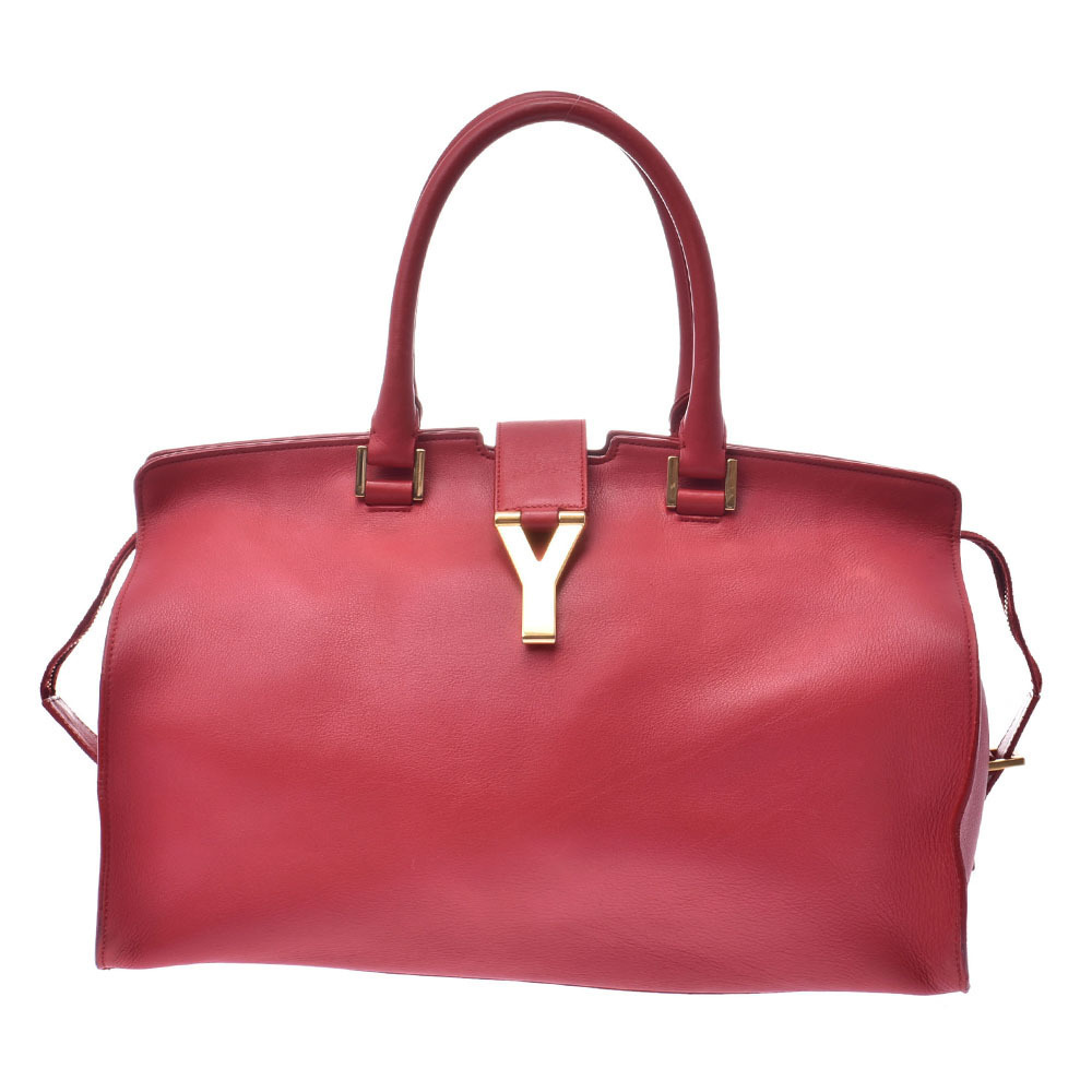 SAINT LAURENT Cabas Y Line Red Calfskin Handbag - Picture 1 of 11
